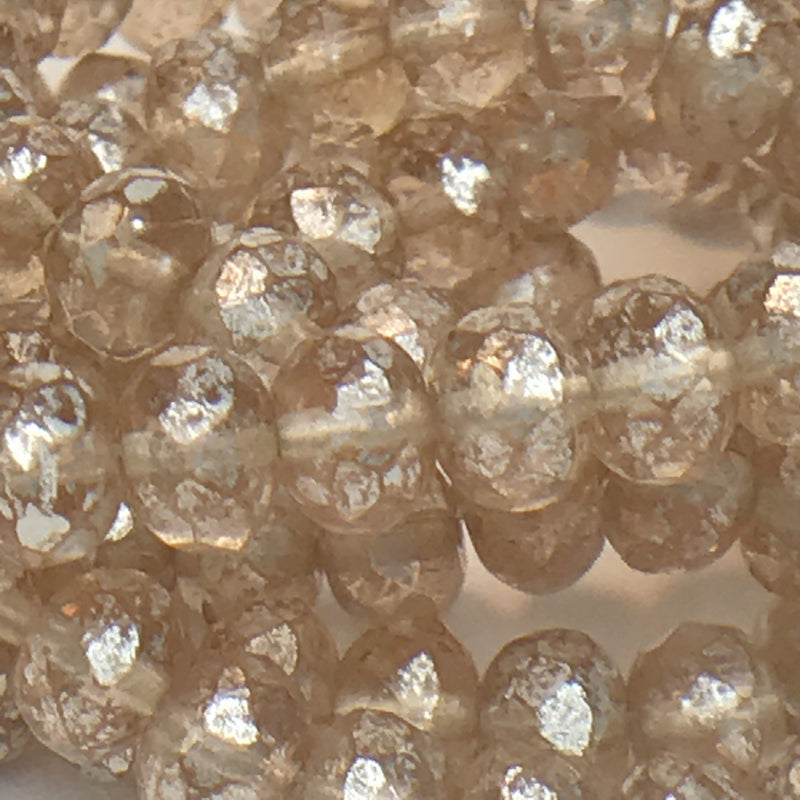 Rondelle Czech Glass Beads Peach with Mercury Finish 5x7mm