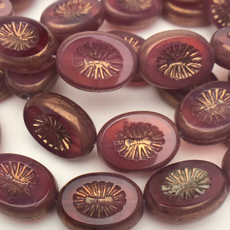 Kiwi Czech Beads Rosewood with Bronze Finish 12mm