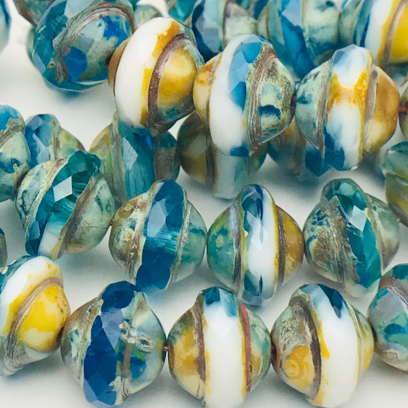 Baroque Czech Glass Beads, Sea Green w/ Picasso, 8mm – EOS Designs Studio