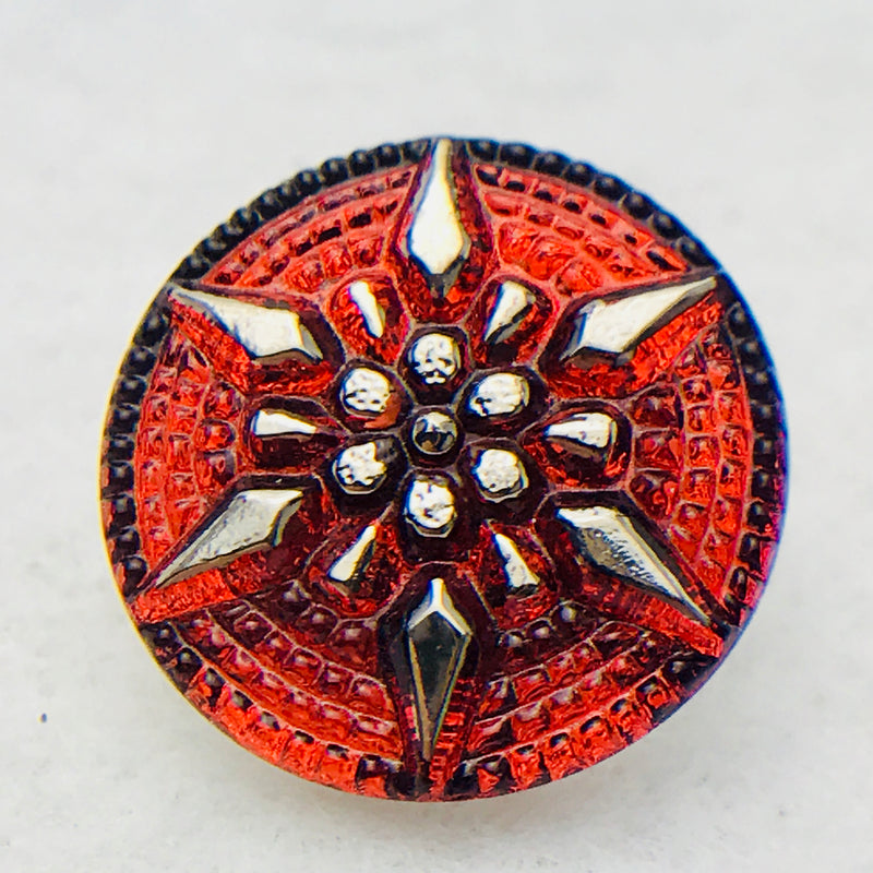 Star Czech Button  18mm Red