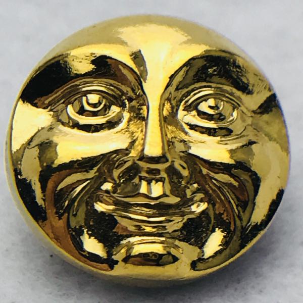 Moon Face Czech Button Button 18mm Gold