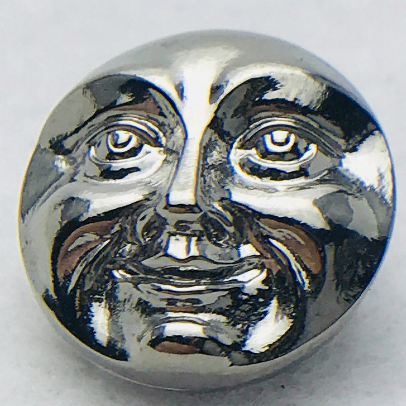 Moon Face Czech Button 18mm Silver