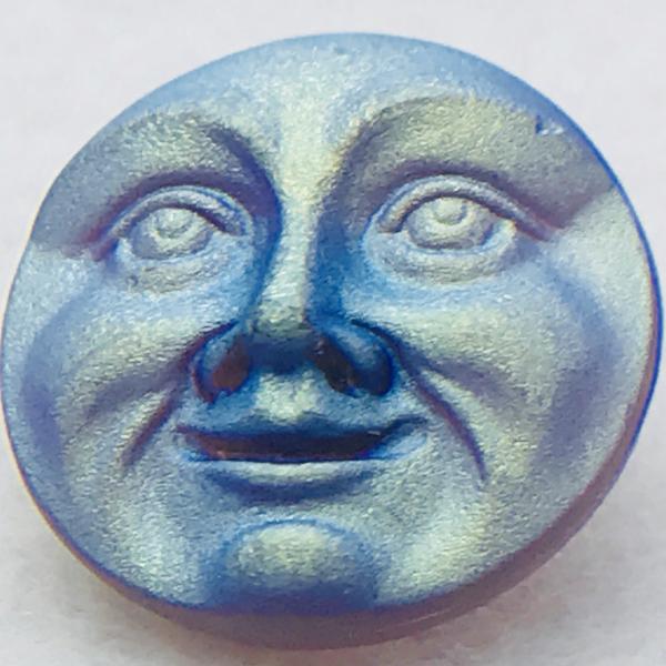 Moon Face Czech Button 18mm Blue Purple Matte AB