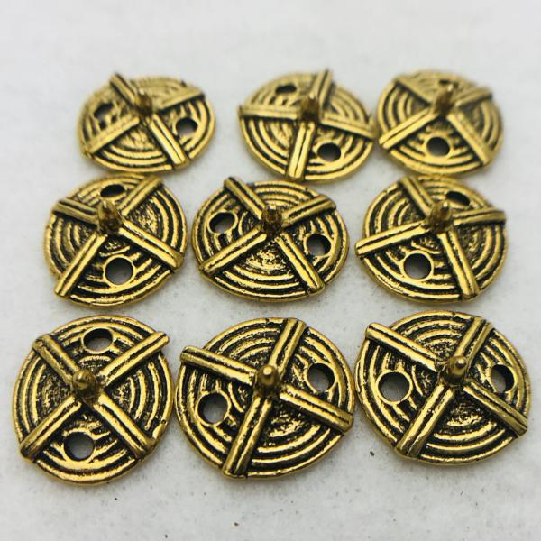 tribal button antique gold 16mm