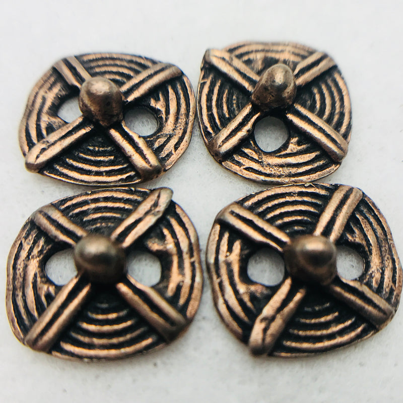 Tribal Button Antique Copper 18mm 4pieces