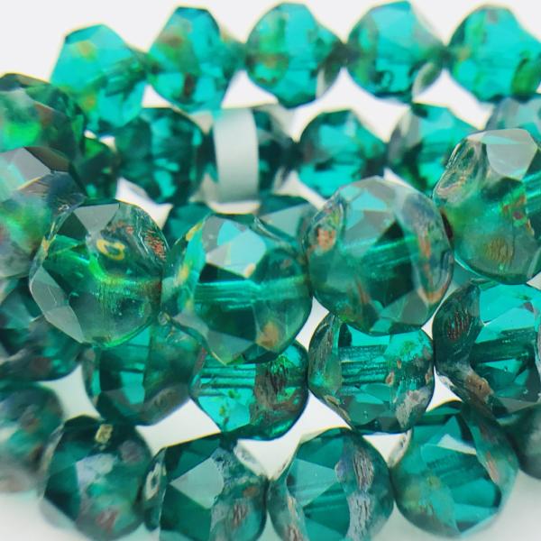 Baroque Czech Glass Beads, 8mm, Emerald