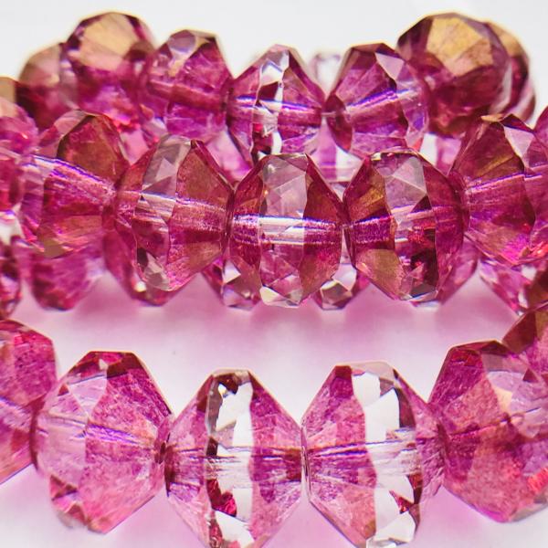 Pink Saucer Czech Glass Beads 13mm
