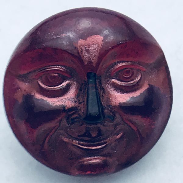 Moon Face Czech Button 18mm Red