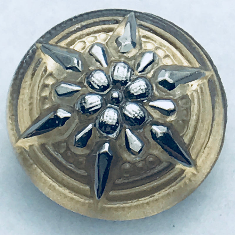 Star Czech Button 18mm Pale Gold with Silver