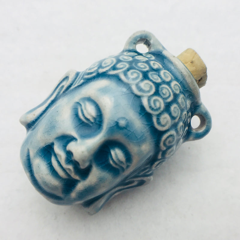 Buddha Head Vessel, Blue Raku