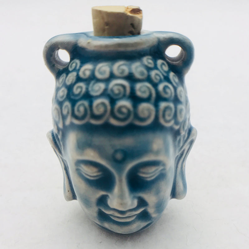 Buddha Head Ceramic Vessel, Blue Raku