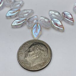 Leaf Czech Glass Beads, 6x10mm, Crystal AB