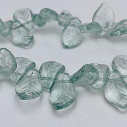 Leaf Czech Glass Beads, 10x14mm, Transparent Blue