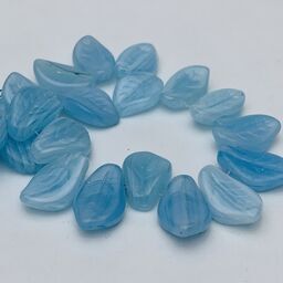 Leaf Czech Glass Beads, 10x14mm, Light Blue