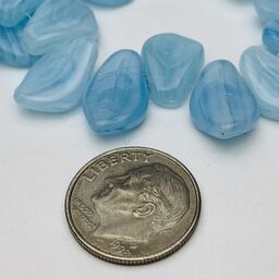 Leaf Czech Glass Beads, 10x14mm, Light Blue