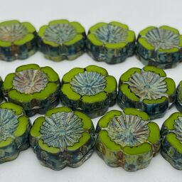 Czech Table Cut - Hawaiian Flower, 12mm Czech Table Cut - Hawaiian Flower, 12mm