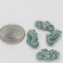 Small Green Seahorse Peruvian Ceramic Bead