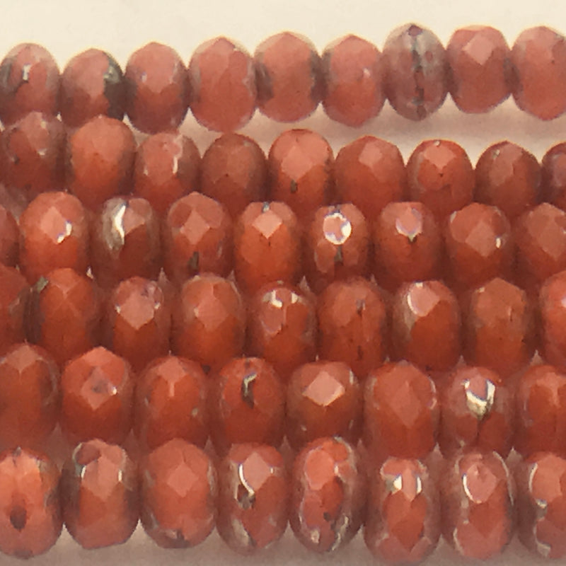 Rondelle Czech Glass Beads 4x5mm Burnt Orange