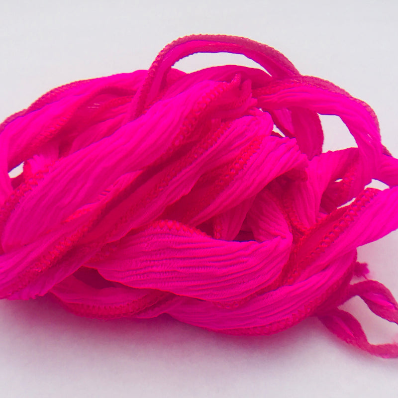 Hand Dyed Silk Ribbon, Hot Pink