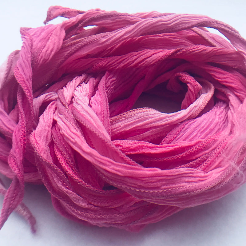 Hand Dyed Silk Ribbon, Pink