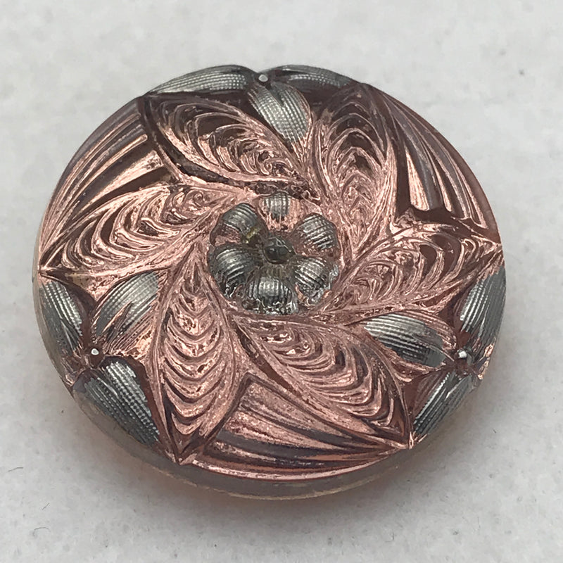 Floral Czech Button 27mm Copper