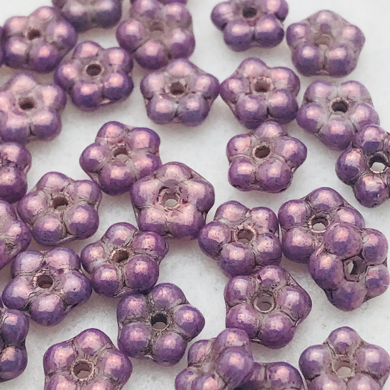 Daisy Spacer Czech Bead, Purple Bronze