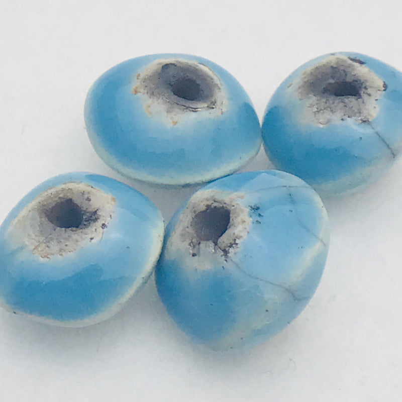 Bicone Ceramic Bead by Keith OConnor, 9x14mm Baby Blue
