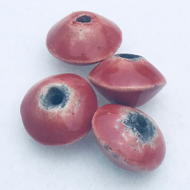Bicone Ceramic Bead by Keith OConnor, 9x14mm Pink
