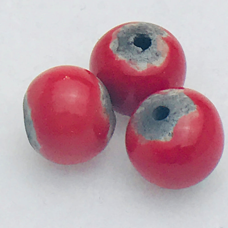 Round Ceramic Bead by Keith OConnor, 12mm Red