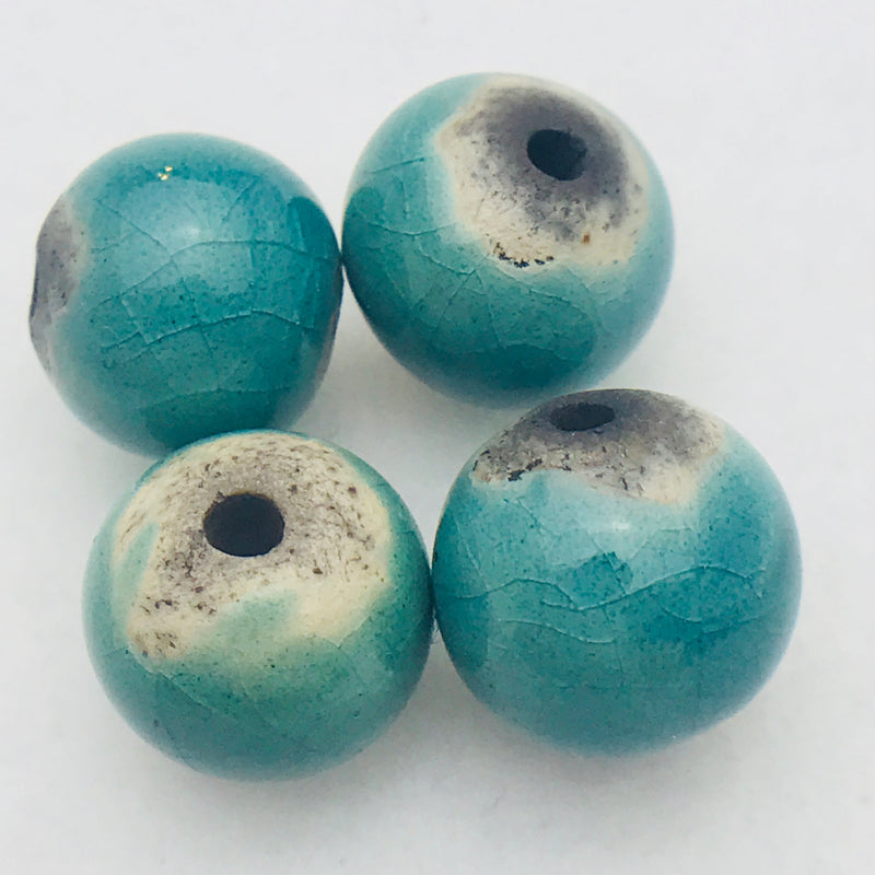 Round Ceramic Bead by Keith OConnor, 12mm Teal