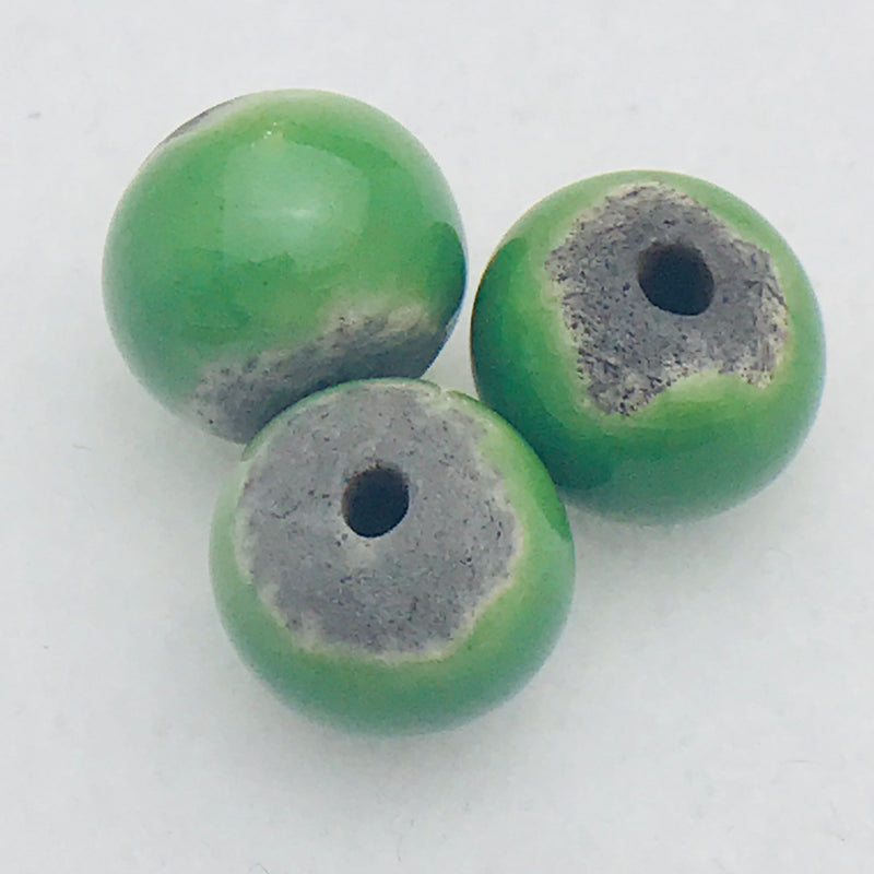 Round Ceramic Bead by Keith OConnor, 12mm Celtic Green