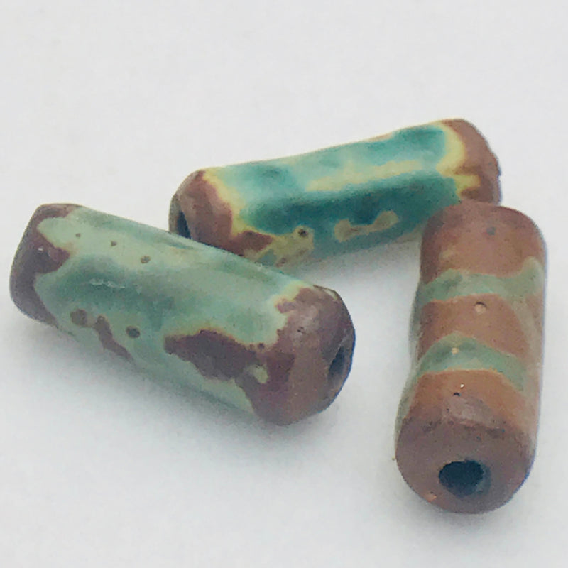 Ceramic Tube Bead by Keith OConnor, Raku 29mm