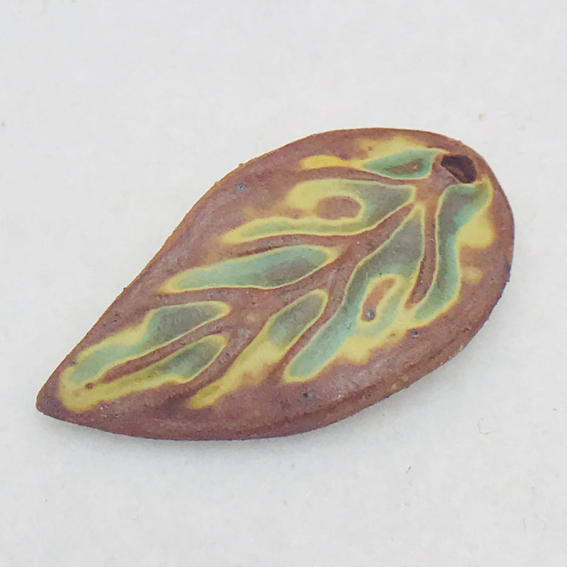 Ceramic Leaf Charm by Keith OConnor, 32mm