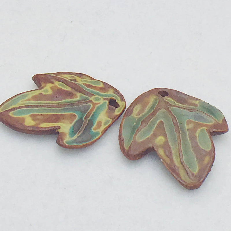 Ceramic Maple Leaf Charm by Keith OConnor, 28x29mm