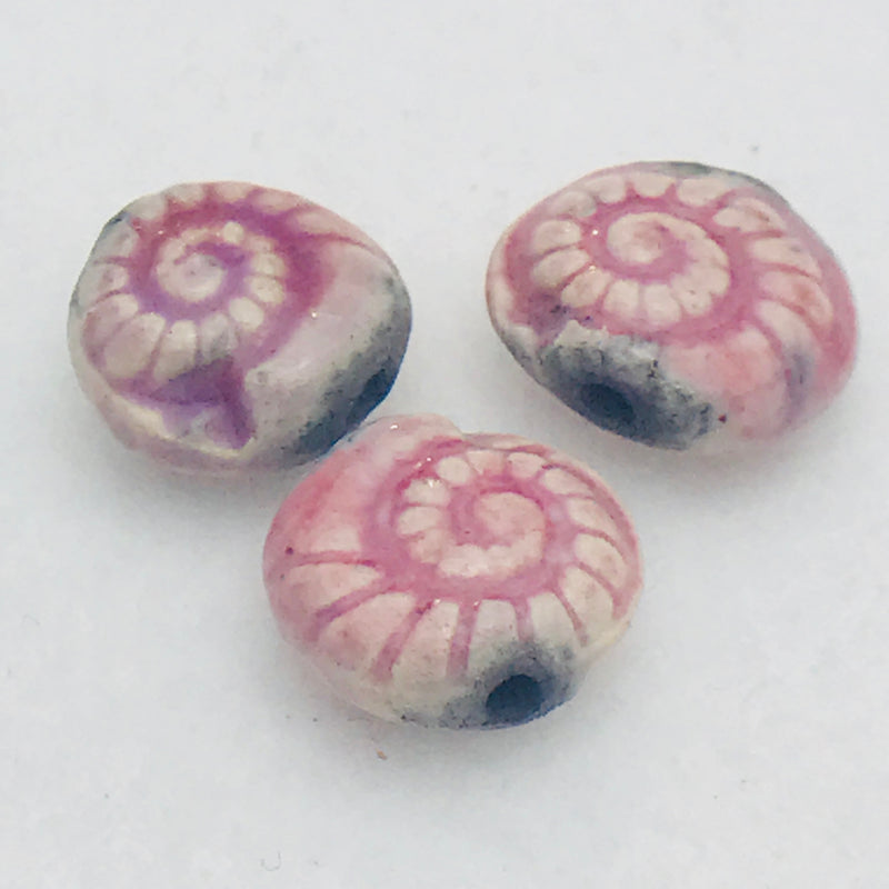 Nautilus Ceramic Bead by Keith OConnor, 14mm Pale Pink