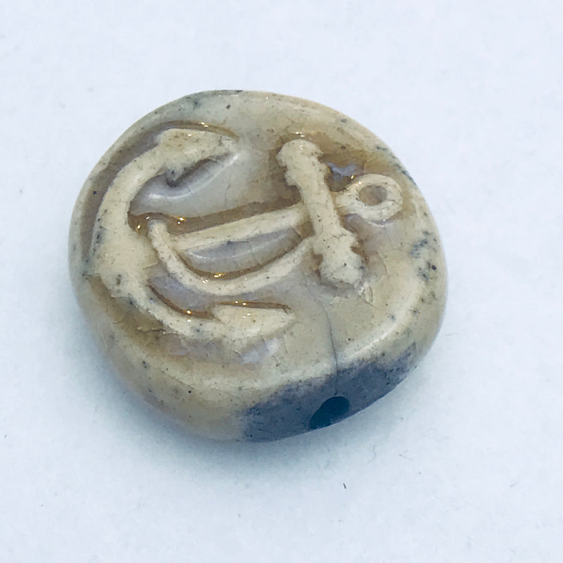 Anchor Ceramic Bead by Keith O'Connor, 26mm Beige
