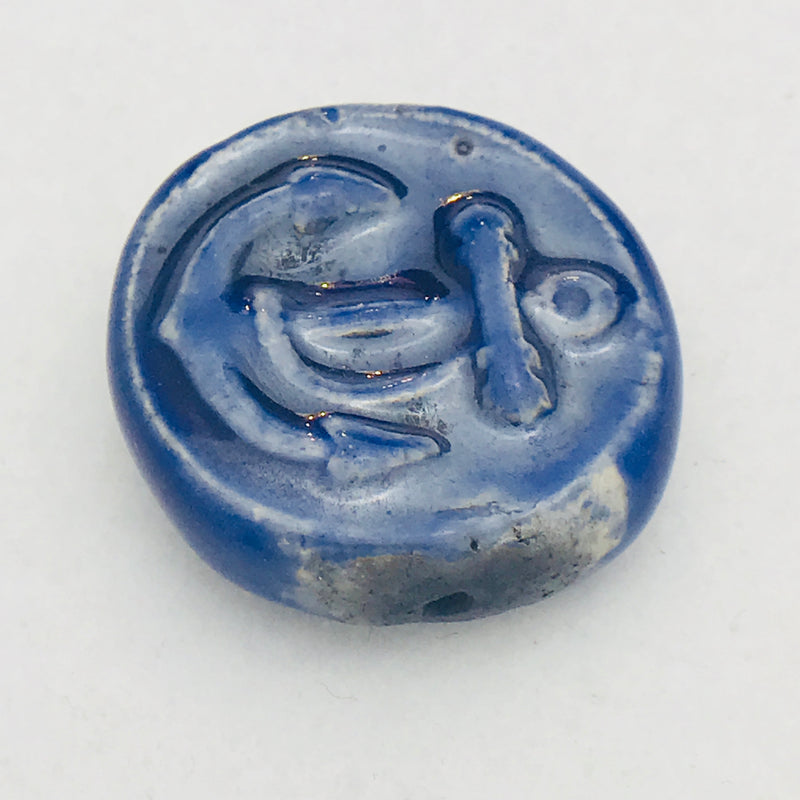 Anchor Ceramic Bead by Keith O'Connor, 26mm Naval Blue