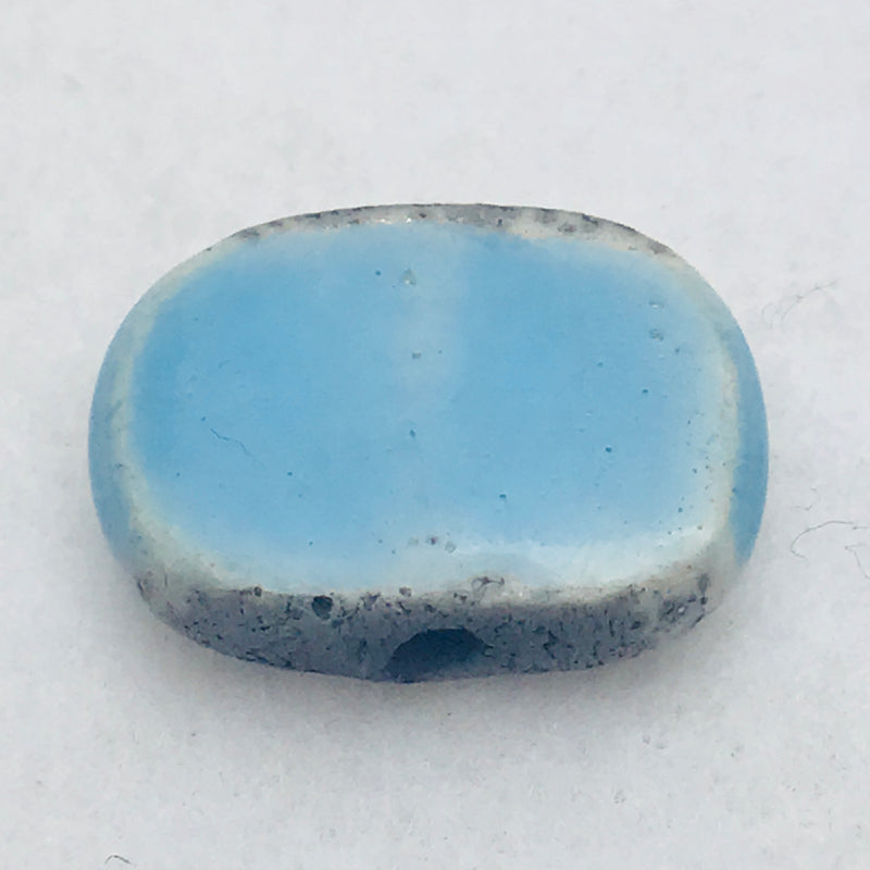 Chicklet Ceramic Bead by Keith OConnor, 30X19mm, Baby Blue