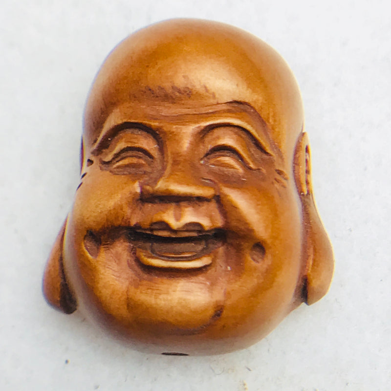 Laughing Buddha Head Ojime Bead, 25x20mm