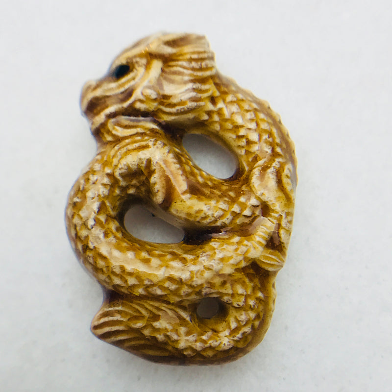Chinese Dragon Ceramic Pendant, Beige