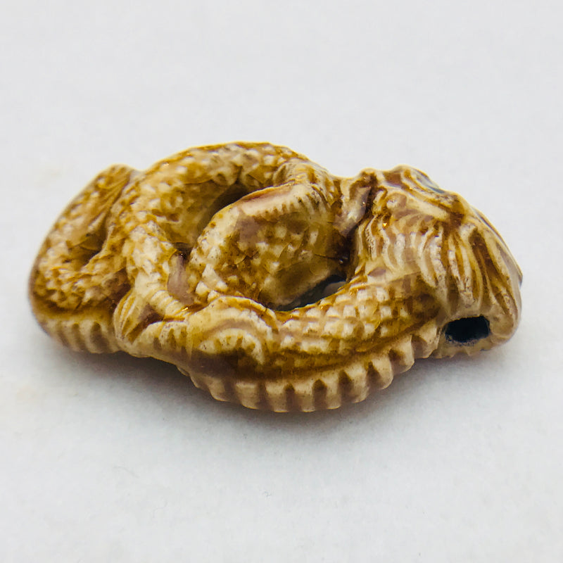 Chinese Dragon Ceramic Pendant, Beige side view