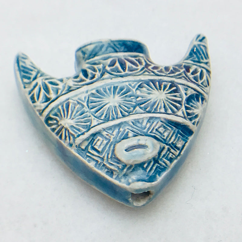 Fish Peruvian Ceramic Bead, Blue, 28mm