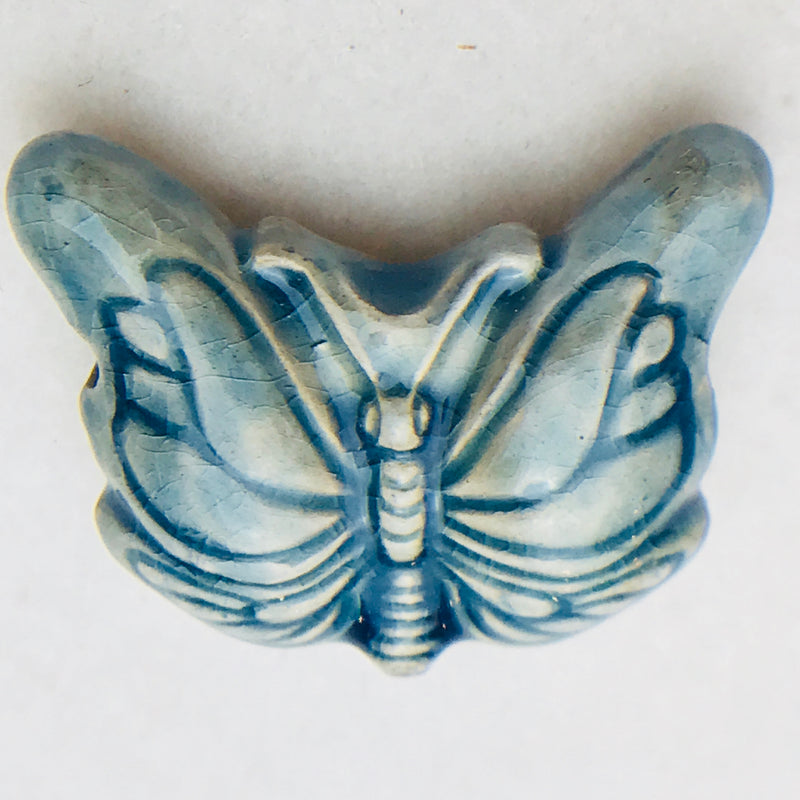 Butterfly Ceramic Bead, Blue, 20x25mm