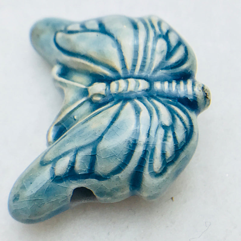 Butterfly Ceramic Bead, Blue, 20x25mm
