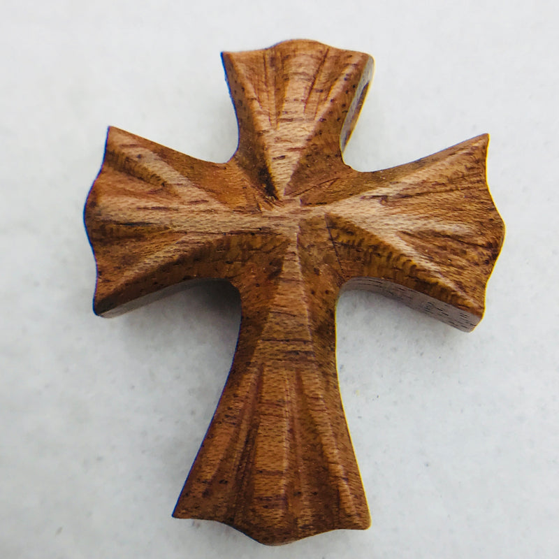 Wooden Carved Cross, Light Brown, 30x27mm