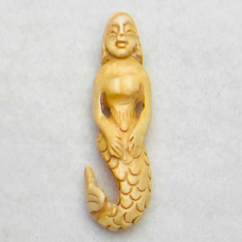 Bone Mermaid Bead, 59x17mm