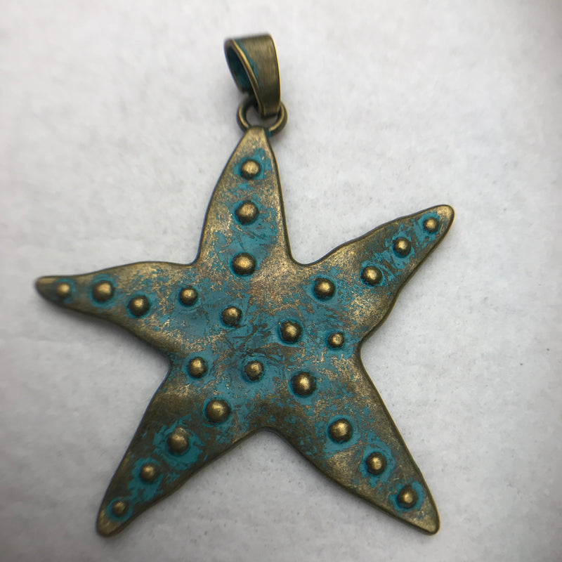 Patina Starfish Charm, 66x66mm