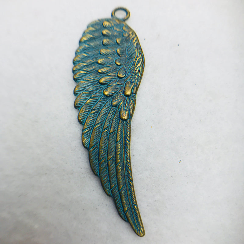 Patina Wing Charm, Silver, 60x20mm