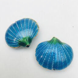 Cloisonne Shell Bead, Aqua 20mm