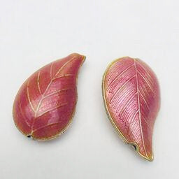 Cloisonne Leaf Bead, Pink 30mm